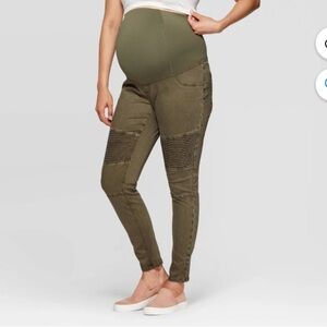 Maternity Olive Green Over Belly Straight Jeggings Pants